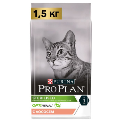 Pro Plan Sterilised сухой корм для стерилизованных кошек с лососем 1.5 кг