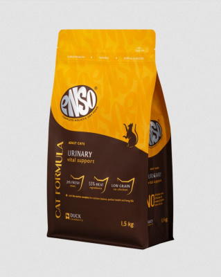 ENSO Cat Formula Urinary сухой корм для взрослых кошек для профилактики мочекаменной болезни со свежей уткой с добавлением брусники, 1,5 кг