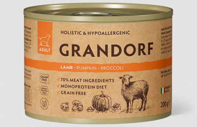 Монопротеиновый влажный корм GRANDORF   из ягненка с тыквой и брокколи для собак всех пород, 200 гр