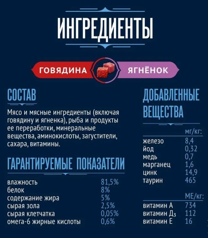 Корм влажный Felix Вкусный паштет со вкусом говядины и ягненка полнорационный для взрослых кошек 75г