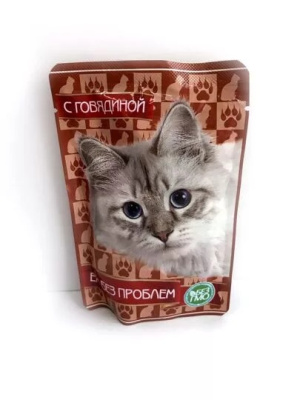 ЕМ БЕЗ ПРОБЛЕМ Влажный корм для кошек Говядина 85 гр
