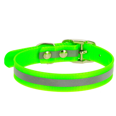 Ошейник для собак Каскад Biotan биотан со светоотражающей полосой зеленый 12 мм 20 – 24 см