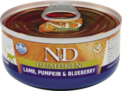 Консервы FARMINA N&D CAT LAMB, PUMPKIN, BLUEBERRY для взрослых кошек с ягненком, тыквой и черникой - 70 гр