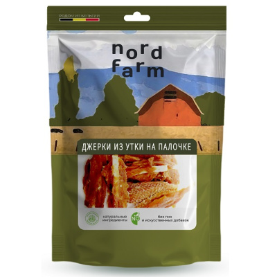 NORD FARM Лакомство для собак "Джерки из утки на палочке 8см/шт" 90 гр