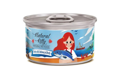 Pettric консервы для кошек Natural Kitty / Тунец с анчоусами в бульоне 80г