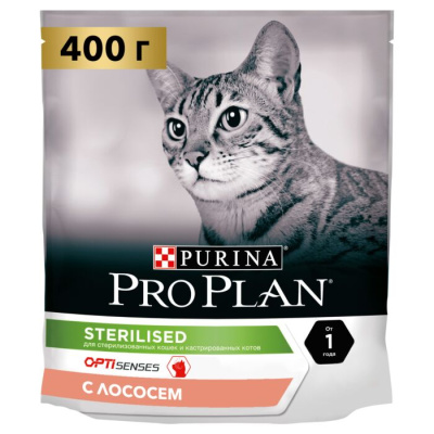 Pro Plan Sterilised сухой корм для кошек для стерилизованных кошек с лососем 400 г