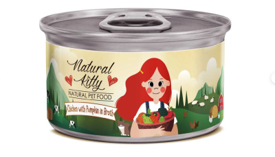 Pettric консервы для кошек Natural Kitty / Курица с тыквой в бульоне 80г
