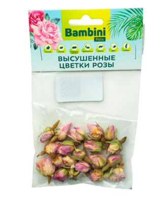 Лакомство Bambini Pets высушенные цветы розы для грызунов и кроликов, 10 г.