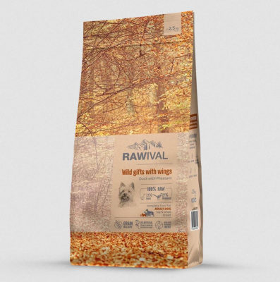 Rawival "Wild Gifts with Wings" Сухой корм для взрослых собак карликовых и мелких пород с уткой и фазаном, 2,5кг