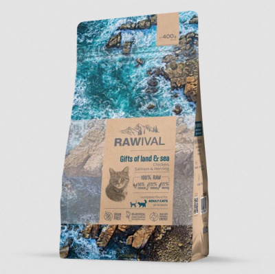 Rawival "Gifts of Land&Sea" Сухой корм для взрослых кошек с курицей и рыбой, 0,4кг