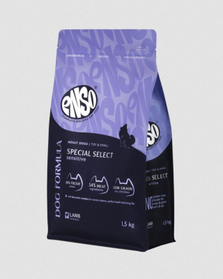 ENSO Dog Formula Special select сухой корм для взрослых собак мелких и миниатюрных пород со свежим ягненком с добавлением томата, 1,5 кг