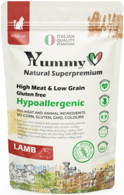 Yummy Linea сухой полнорационный корм для взрослых кошек с ягненком, 0,4 кг