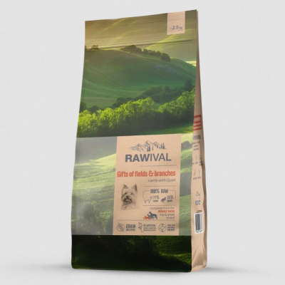 Rawival "Gifts of Fields&Branches" Сухой корм для взрослых собак карликовых и мелких пород с ягненком и перепелом, 2,5кг