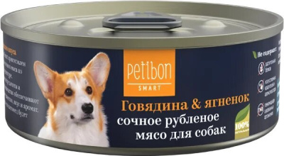 Корм консервированный для собак Petibon Smart "Рубленое мясо с говядиной и ягненком", 100 г