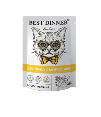 Best Dinner пауч Exclusive для кошек и котят курица морковь в сливочном муссе 85гр
