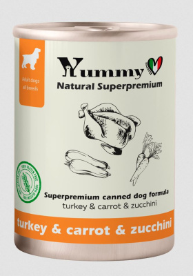 Yummy Linea Влажный корм для взрослых собак с индейкой, кабачком и морковью, 0,340 кг