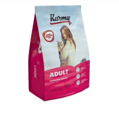 Сухой корм для взрослых кошек KARMY Adult Телятина — 0,4кг + Стикер "Акция Скидка 30%"