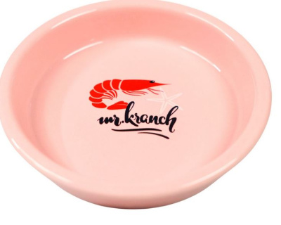 Миска Mr.Kranch керамическая для кошек 200 мл. Креветочка розовая