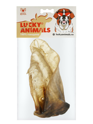 Лакомство Lucky Animals для собак Ухо говяжье