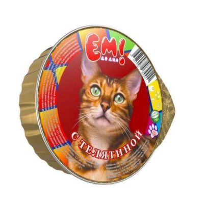 ЕМ ДО ДНА Консервы  для кошек телятина, ламистр 100гр