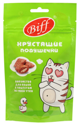 Лакомство TITBIT Хрустящие подушечки Biff для кошек с паштетом из утки, 60 г