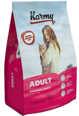 Karmy Adult Сухой корм для взрослых кошек старше 1 года Телятина 0,4кг