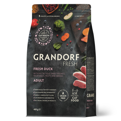 GRANDORF Fresh CAT Adult сухой корм для кошек, свежее мясо утки с бататом - 400 гр.