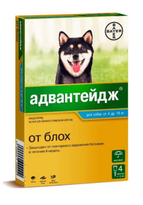 Адвантейдж капли на холку от блох для щенков и собак от 4 до 10 кг – 4 пипетки