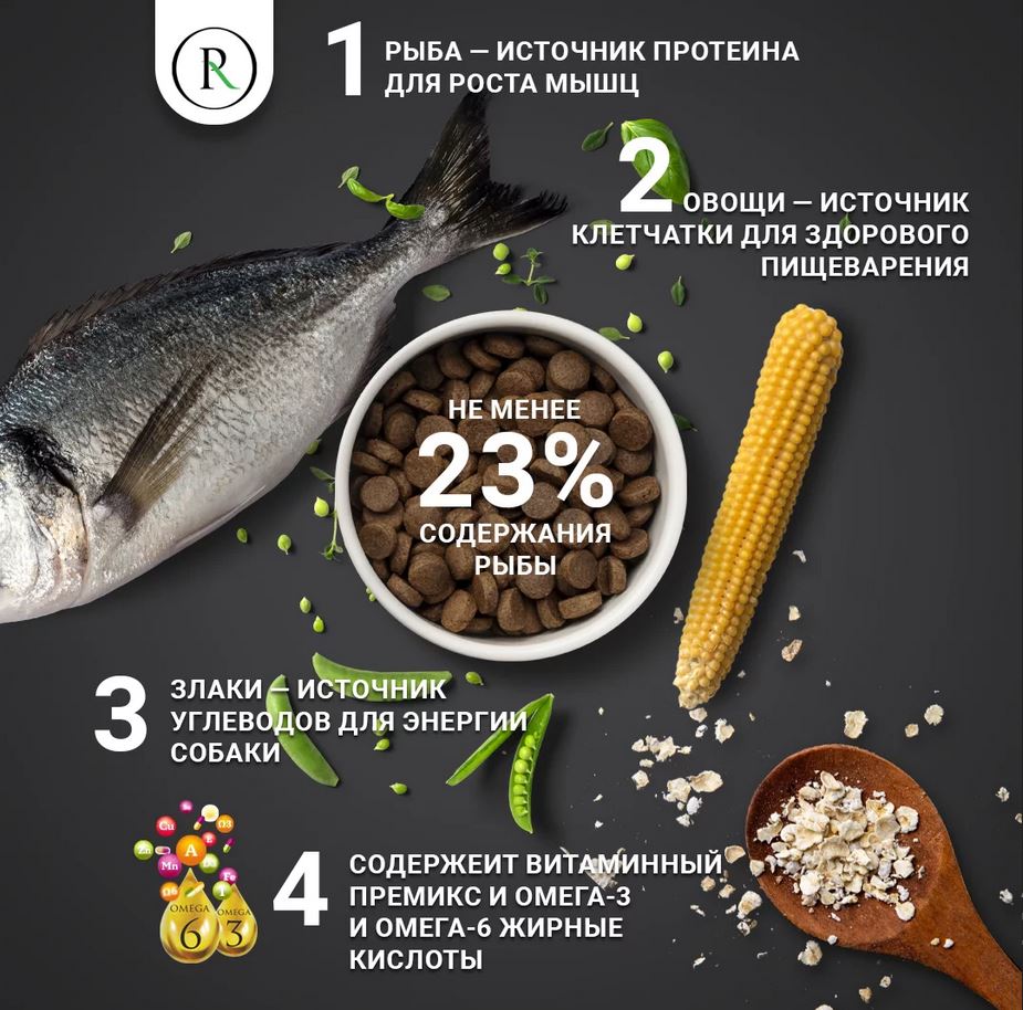 PUMI-RUMI CLASSIC Сухой корм для крупных пород собак с Рыбой 18 мм - 15 кг