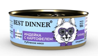 Best Dinner консервы для собак Vet Profi Urinary Exclusive Индейка с картофелем 100 г