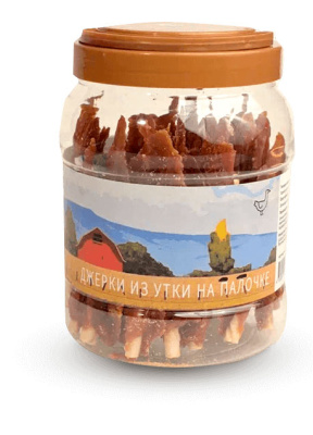 NORD FARM Лакомство для собак "Джерки из утки на палочке 12см/шт" 700 гр