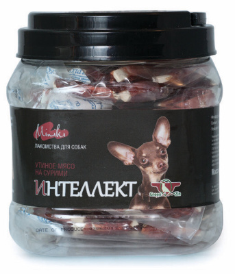 ГРИН КЬЮЗИН Лакомство для собак ИНТЕЛЛЕКТ МИНИКИ утиное мясо на сурими 440 гр