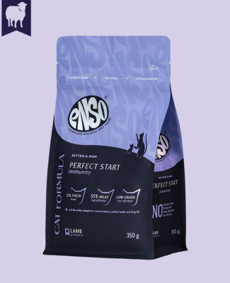 ENSO Cat Formula Perfect start сухой корм для котят, беременных и кормящих кошек со свежим ягненком с добавлением тыквы, 350 гр
