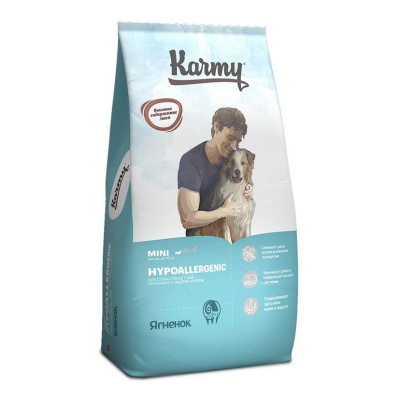 Karmy Hypoallergenic Mini     Полнорационный сухой корм для собак мелких пород  старше 1 года, склонных к пищевой аллергии, Ягненок - 10 кг (Биотех)