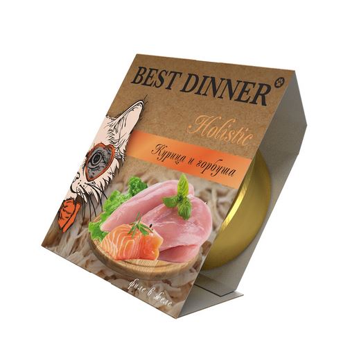 Best Dinner Holistic Sterilised Влажный корм для стерилизованных кошек. Курица и горбуша в желе, 75 гр