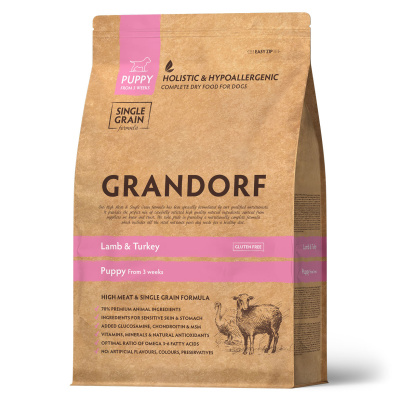 Сухой корм GRANDORF DOG Lamb&Turkey PUPPY для щенков, с ягненком и индейкой, 1 кг