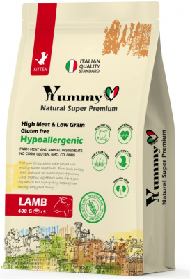 Yummy Linea сухой полнорационный корм для котят, беременных и кормящих кошек с ягненком, 0,4 кг