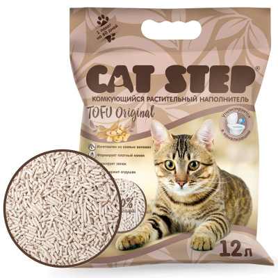 Наполнитель комкующийся растительный CAT STEP Tofu Original 12литров