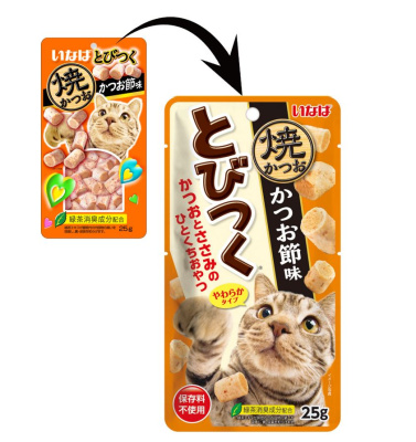 Лакомство INABA Tobitsuku, для кошек, куриное филе со вкусом кацуобуси 25г