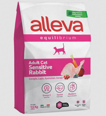 Сухой корм Alleva Equilibrium Adult Cat Sensitive Rabbit для взрослых кошек, 1,5 кг