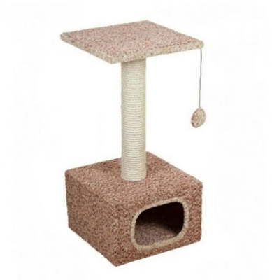 Зооник Дом для кошек, велюр ковровый, маленький (340х340х750) бежевый