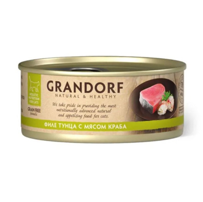 Консервы для кошек GRANDORF Филе тунца с мясом краба 70 гр