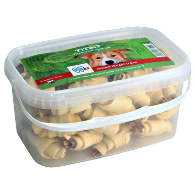 TiTBiT Лакомство для собак Рогалики из кожи с начинкой, банка 3.3 л, 400 г