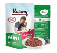 Karmy Mini Adult влажный корм для собак мелких пород старше 1 года Мясные кусочки в соусе, Индейка 80гр