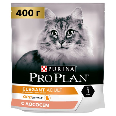 Pro Plan Elegant ухой корм для кошек для здоровья шерсти и кожи с лососем 400 г
