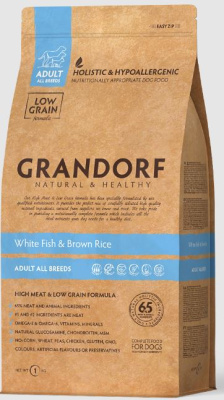 Сухой корм GRANDORF DOG White Fish&Rice ALL BREEDS для взрослых собак всех пород, Белая рыба с рисом, 1 кг