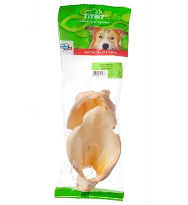 TITBIT Лакомство для собак. Ухо говяжье двойное мягкая упаковка, 60 г.
