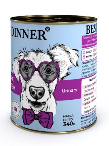 Best Dinner консервы для собак Vet Profi Urinary Exclusive Говядина с картофелем 340г