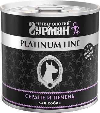Четвероногий гурман Корм консервированный для собак "Platinum line", сердце и печень, 240 г