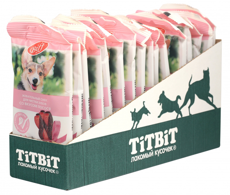 Лакомство TITBIT Жевательный снек DENT со вкусом лосося для собак мелких пород, 35 г
